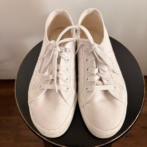 Superga Off-White Platform Canvas Sneakers